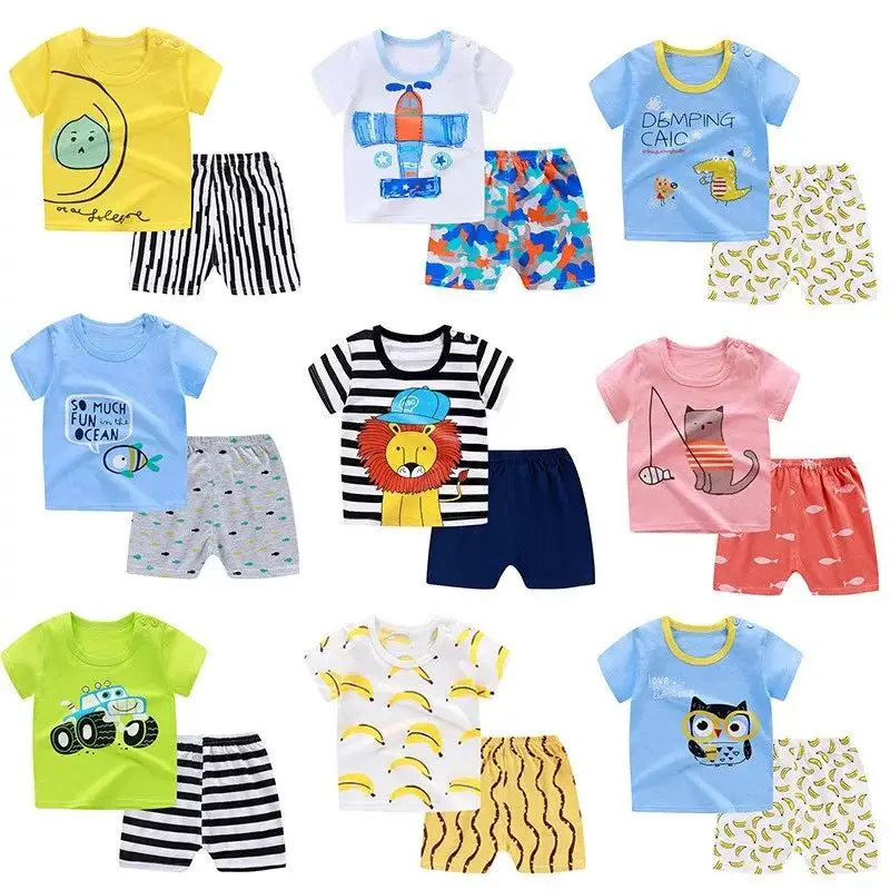 

2PCS T Shirt+Shorts Kids Boy Summer Clothing Sets Animal Children Cute Infant Girl Cotton Tee Baby Clothes 0-4 Year