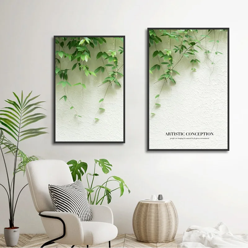 

Mordern Nordic Green Leaf Plants Simplicity Canvas Painting Home Wall Art Print Aisle Decor Bedroom Custom Poster