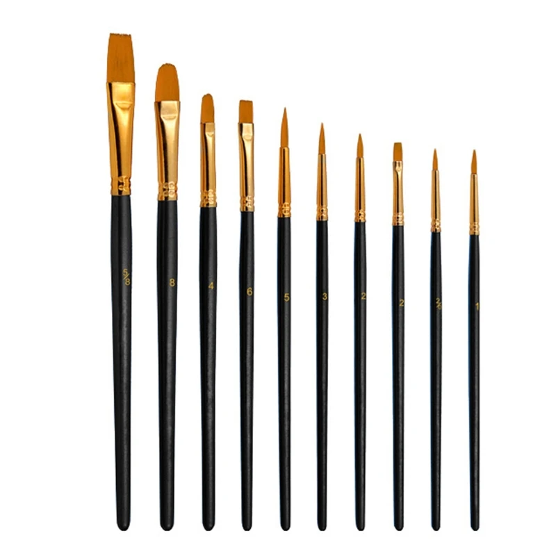 

10Pcs Nylon Paint Brushes Set for Drawing Painting Acrylic Watercolor Professional Art Supplies for Kids and Adults