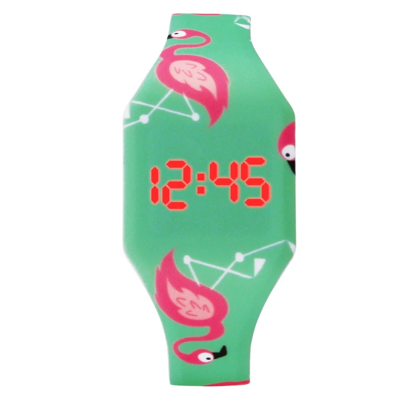 Часы с фламинго для детей студенческие часы девочек и мальчиков со светодиодным