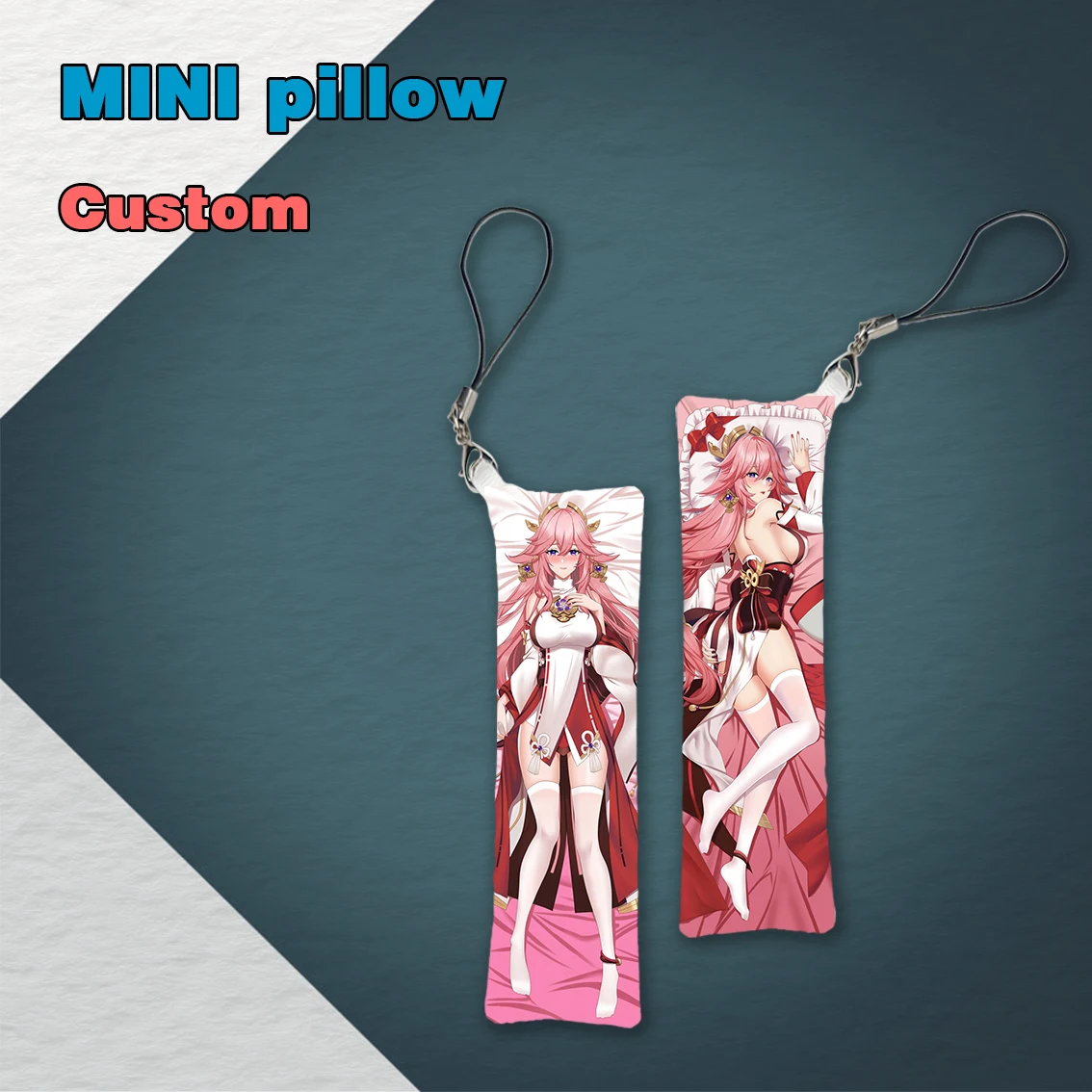 Anime Game Genshin Impact Yae Kamiko Mini Dakimakura Keychain Pillow Hanging Ornament Phone Strap Cute Gift 3x10cm |
