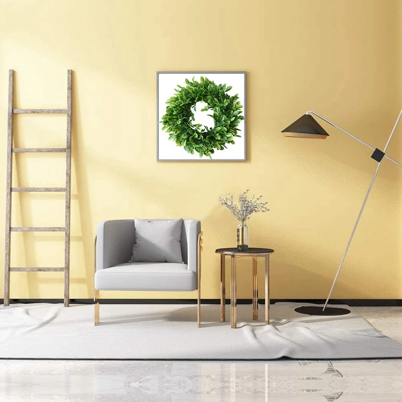 Искусственный Мини венок из самшита с зелеными листьями для дома и улицы зеленый