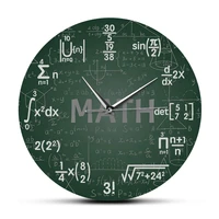 green chalkboard math formulas wall clock hanging wall watch back to school science mathematics art wall decor math geek gift