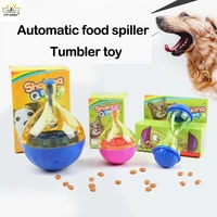 new pet tumbler toy cat and dog educational toys automatic food leakage device built in bell safe and harmless food leakage