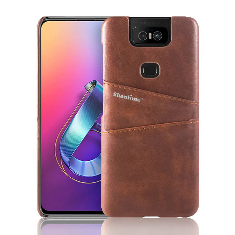 Brown Обложка на заднюю панель из искусственной кожи для Asus Zenfone 6 ZS630KL чехол для телефона для Asus Zenfone 6 чехол со слотом для карт для Asus Zenfone 6z - Цвет: Brown