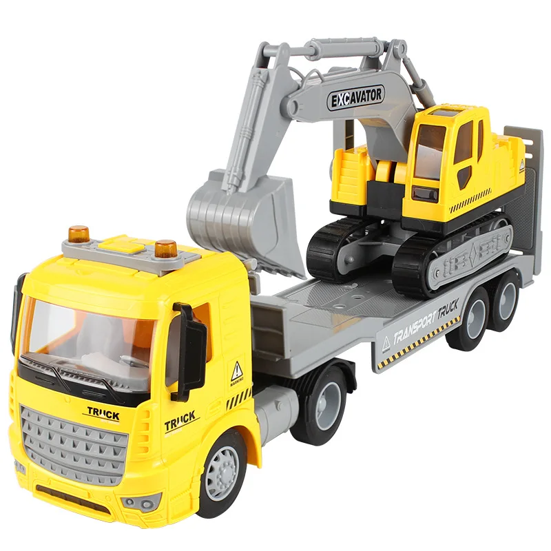 

Boys Inertia Excavator Truck Platform Trailer Model Toys Transport Vehicle Engineering Car Model Chlidren Toy Kids Birthday Gift