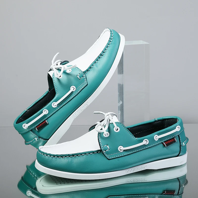 

New Big Size Shoes Loafers Men Genuine Leather Driving Shoes Retro Fashion Docksides Boat Shoes Classic Men Designer Flat Shoe