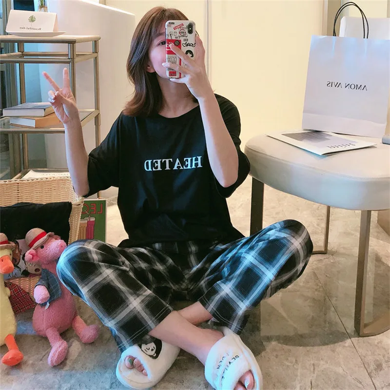 2020 Летняя женская спортивная одежда модный пижамный комплект с буквенным