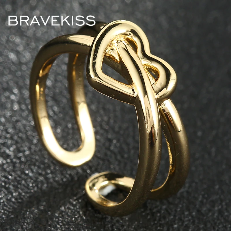 

BRAVEKISS NEW Irregular Hollow Heart Shape Open Personality Ring for Women Wedding Enaggement Jewelrys Anel Bijoux Femme UR0646