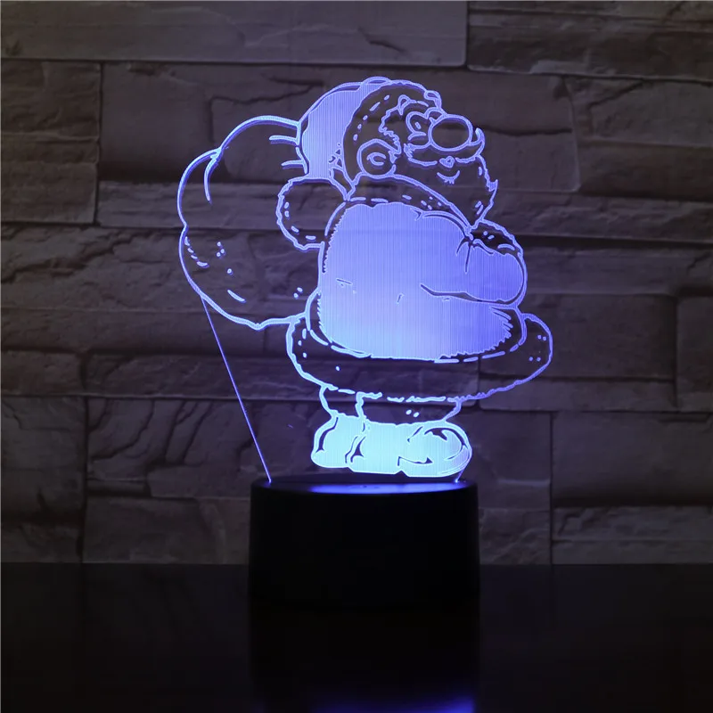 Рождественский подарок милый Санта-Клаус 3D светодиодсветодиодный ночники USB