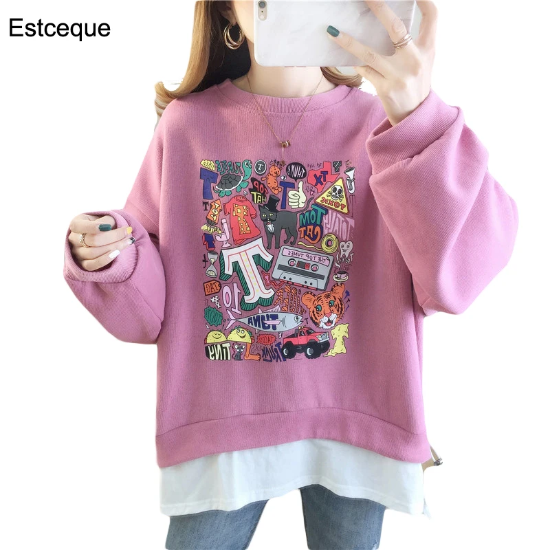 Осень 2020 корейские свободные тонкие толстовки с круглым вырезом длинным рукавом