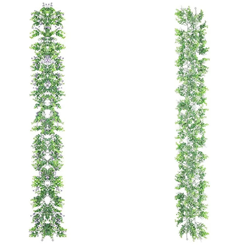 

2 Pack Artificial Eucalyptus Garland Plant Hanging Greenery Leaves Faux Baby's Breath Flower Vines for Decoration