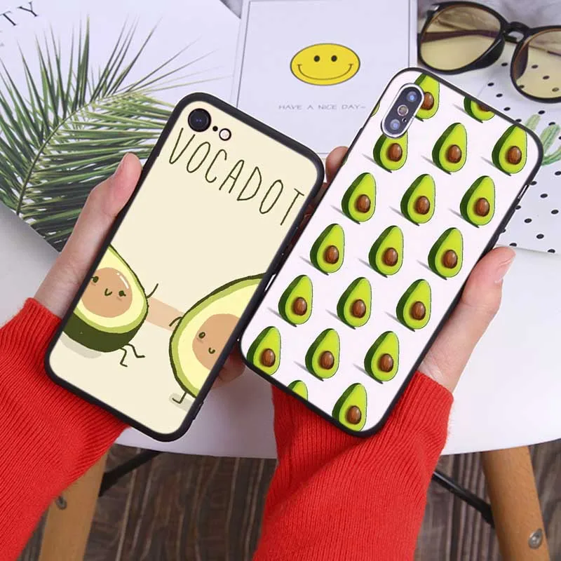 Cute Avocado Food Pattern Funny Tropical Girls cactus Soft Silicone Phone Case for iPhone X XS MAX XR 7 8 6 6S plus 5S SE |