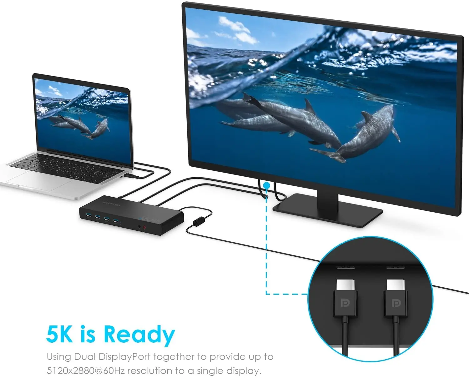 Lention 5K USB Закрытая акционерная Компания C &amp док-станция с HDMI и DisplayPort двойного