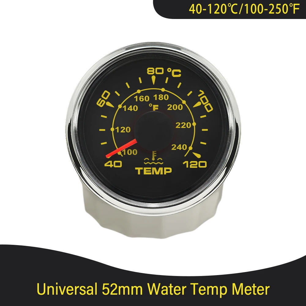 

Universal 52mm Water Temperature Gauge for Car Motorcycle RV Auto Yacht Boat 12V 24V with 8 Colors Backlight Waterproof