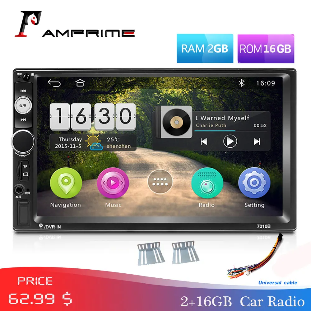 AMPrime Android Автомагнитола стерео 2din " автомобильный мультимедийный 2din gps навигация WiFi MP5 плеер Mirrorlink стерео аудио резервная камера