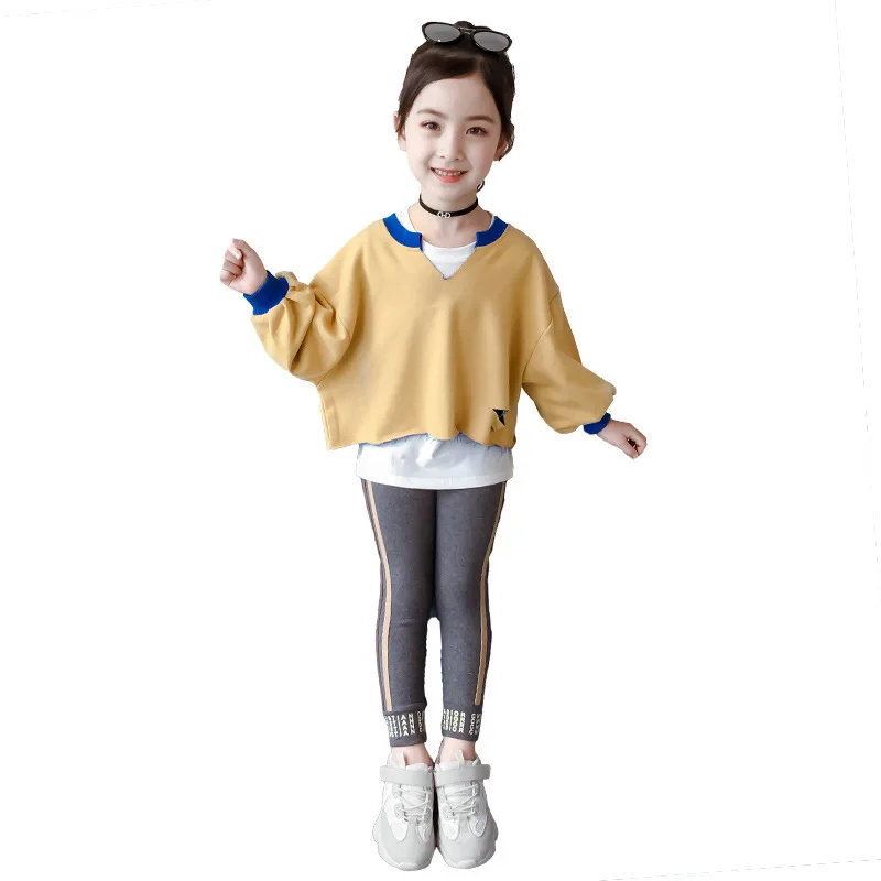 Костюм для девочек осень 2019 детская одежда в западном стиле осенняя модный