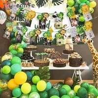 jungle animal theme 1 12 months photo frame banner baby 1st birthday decorations baby boy girl my first one year party supplies