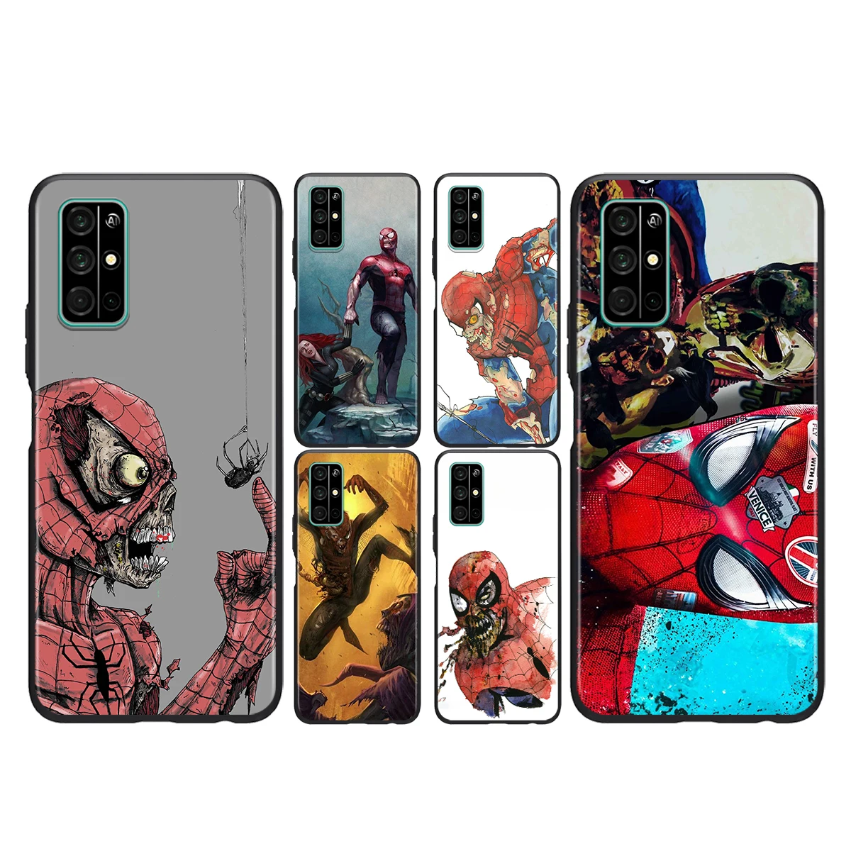 

For Honor Play 3E 8S 8C 8X 8A 8 7S 7A 7C MAX Prime Pro 2019 2020 Black Phone Case Marvel Zombie spider man Soft Silicone Cover