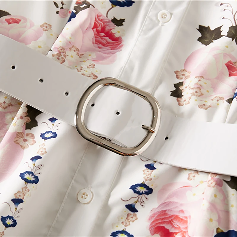 

Gedivoen Fashion Designer Summer Dress Women Short Sleeve Print Belt Slim A Line Dress Elegant Party Midi Dresses Vestidos