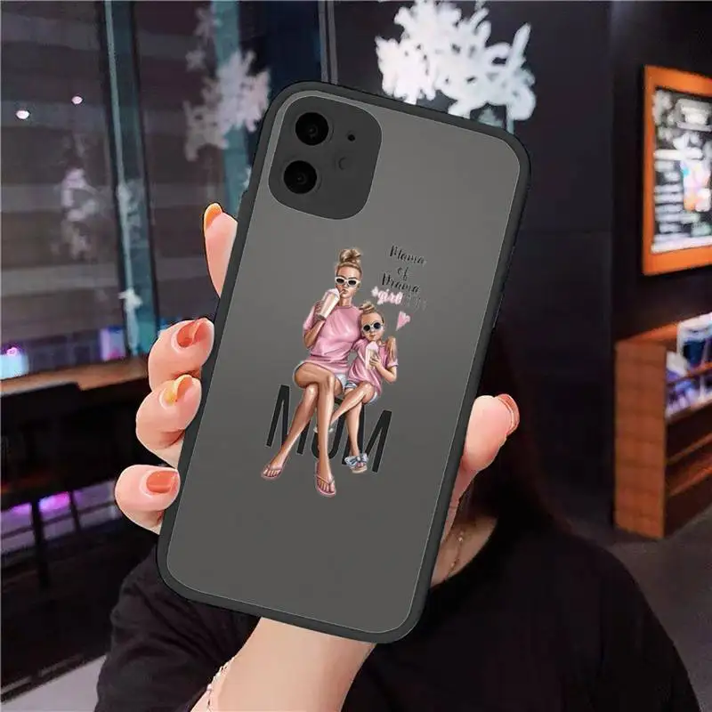 

Mom and baby-1 Phone Cases matte transparent For iphone 7 8 11 12 plus mini x xs xr pro max cover