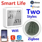 Датчик температуры и влажности Tuya Wi-Fi Zigbee, контроллер, внутренний гигрометр, термометр с ЖК-дисплеем для умного дома