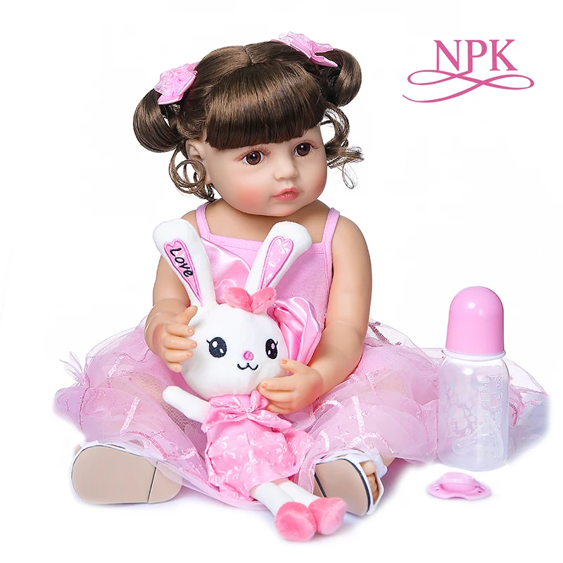 55 см Оригинальная кукла NPK reborn baby малышка девочка принцесса розовая юбка