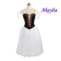 black white romantic ballet tutu dress adult professional la sylphide ballerina velvet women costume ballet long dress jnbl163