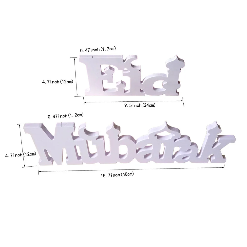 

Eid Mubarak White Wooden Letter Dining Table Ramadan Ornament For Ramadan Lesser Bairam Festival Home Desk Decoration White