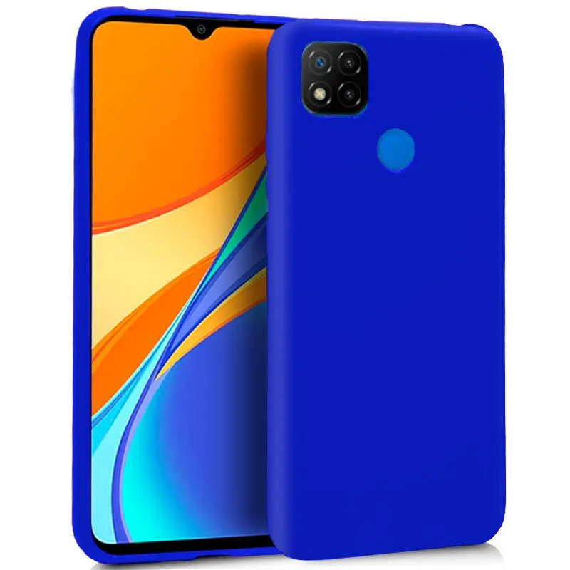 Силиконовый чехол для Xiaomi Redmi 9C синий мягкий гель ТПУ легкая Резина | Мобильные