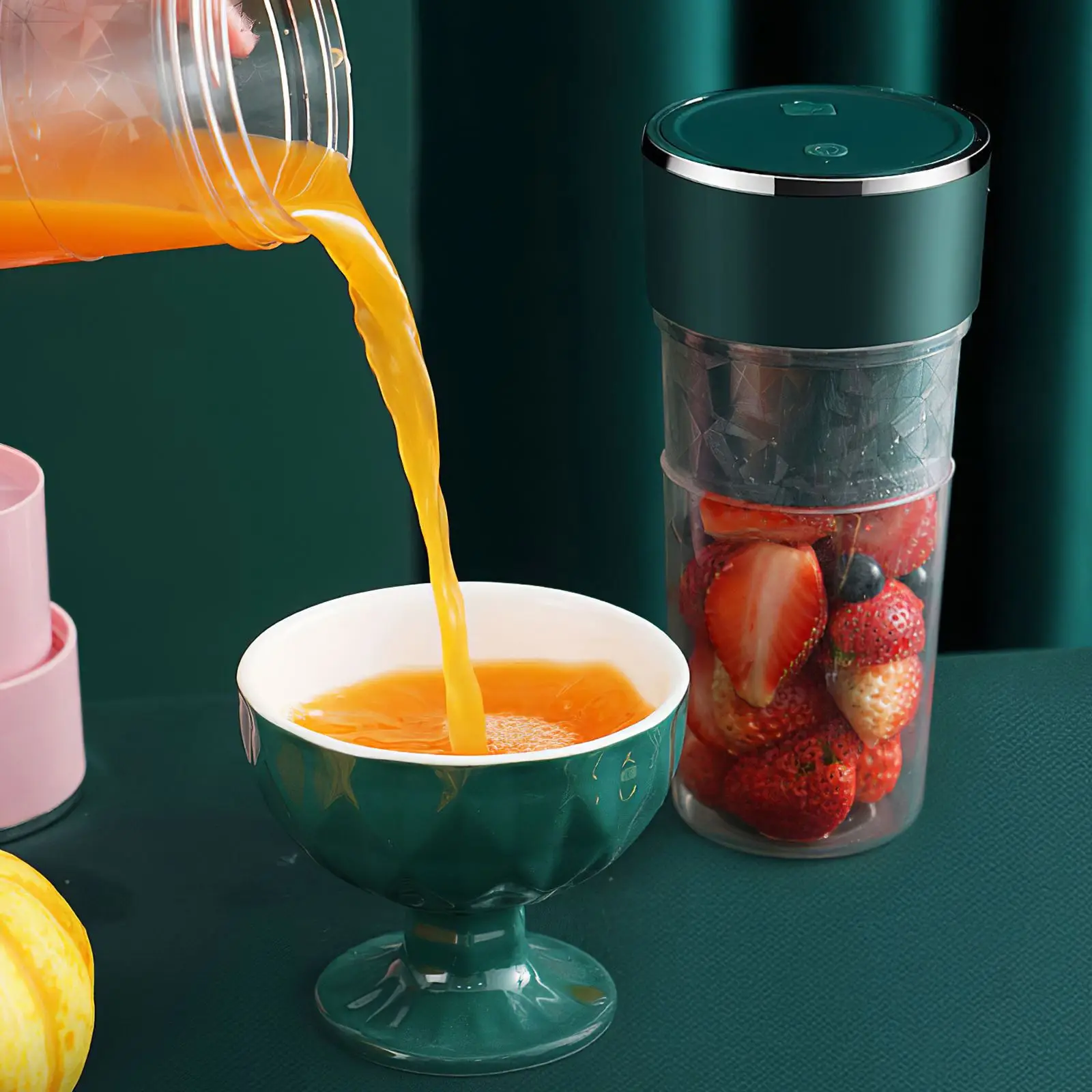 

400ML Wireless Juicer With 4-Leaf Blade Portable Food Processor Handheld Juice Maker USB Charging For Kitchen