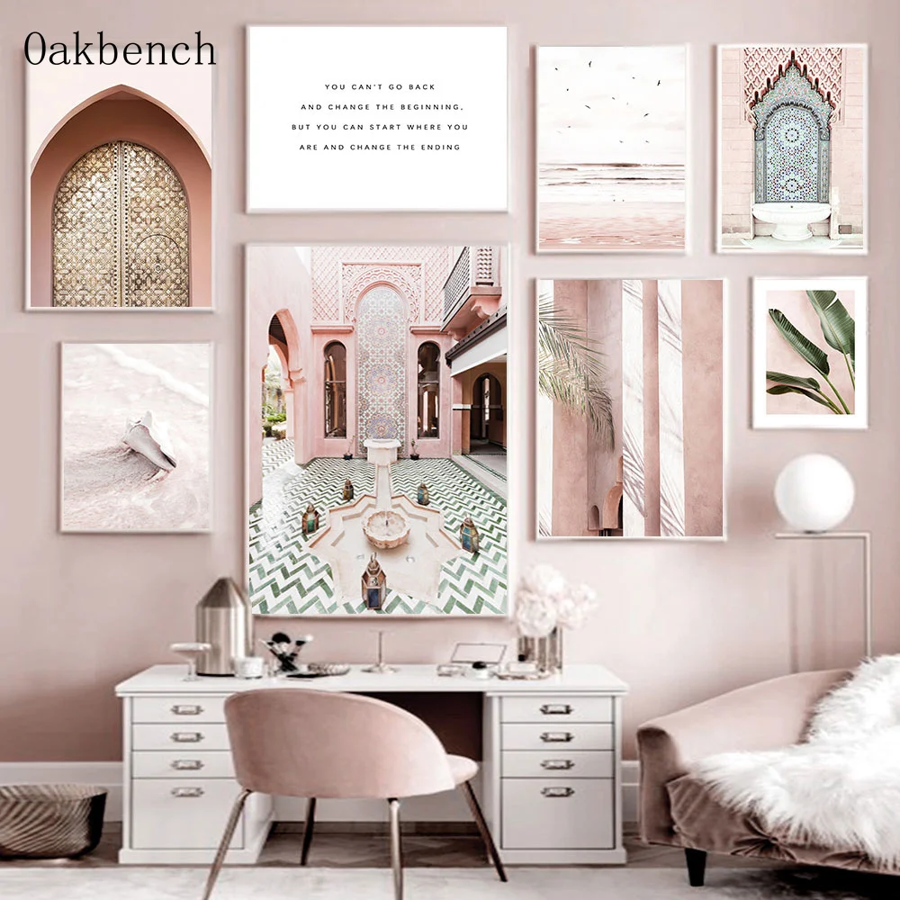 

Islamic Muslim Wall Art Canvas Painting Morocco Door Print Beach Birds Shell Poster Nordic Wall Pictures Living Room Decoration