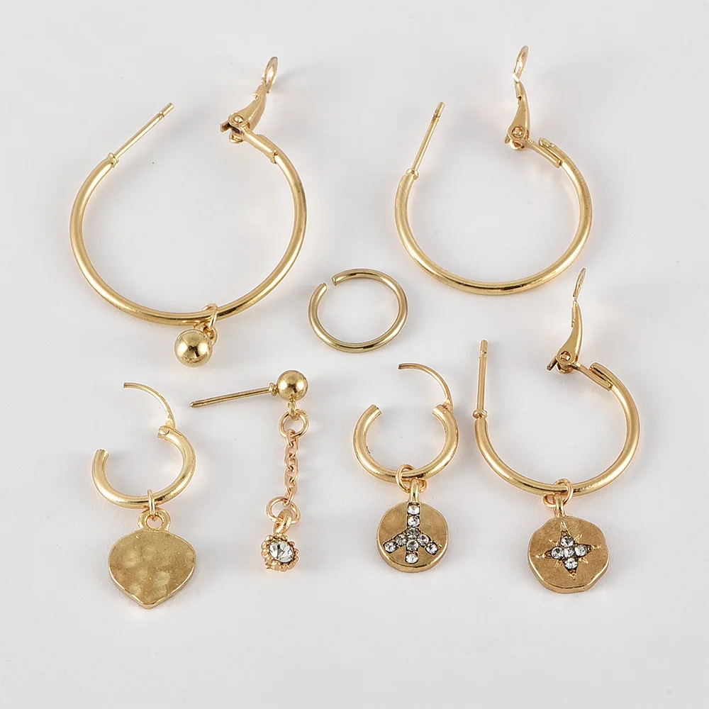 Женские серьги с блестками геометрическим узором в виде звезды мира золотистого