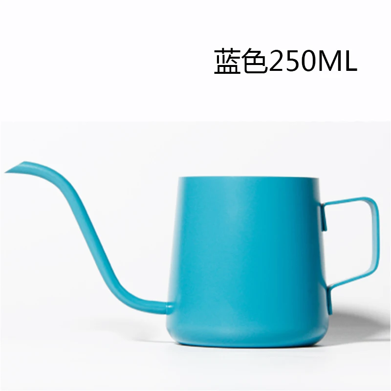 Blue250ml Нержавеющая сталь, утолщенные тонкие горшки, капельный кофейник с гусиным носиком, чайник с длинным горлышком, инструмент для домашнего чая, 250 мл/350 мл - Цвет: Blue250ml