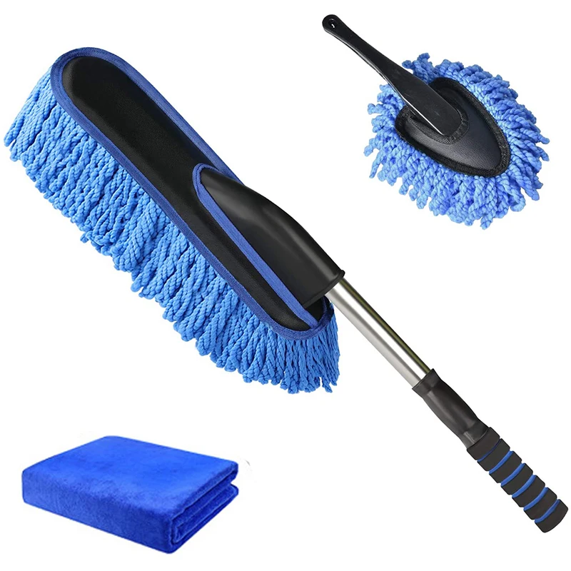 

Car Duster Brushes Set Extendable Handle Interior Exterior Multipurpose Cleaning Car Brush Effortlessly Remove Dust Lint Free-No