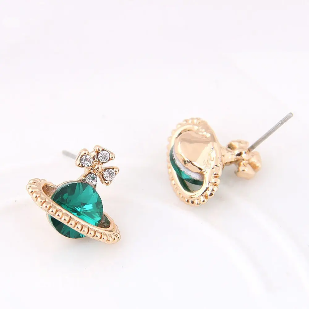 

1 Pair Cute Rhinestone Planet Stud Earrings Luxury Shiny Dangler for Women Girls Fashion Elegant Earrings Jewelry