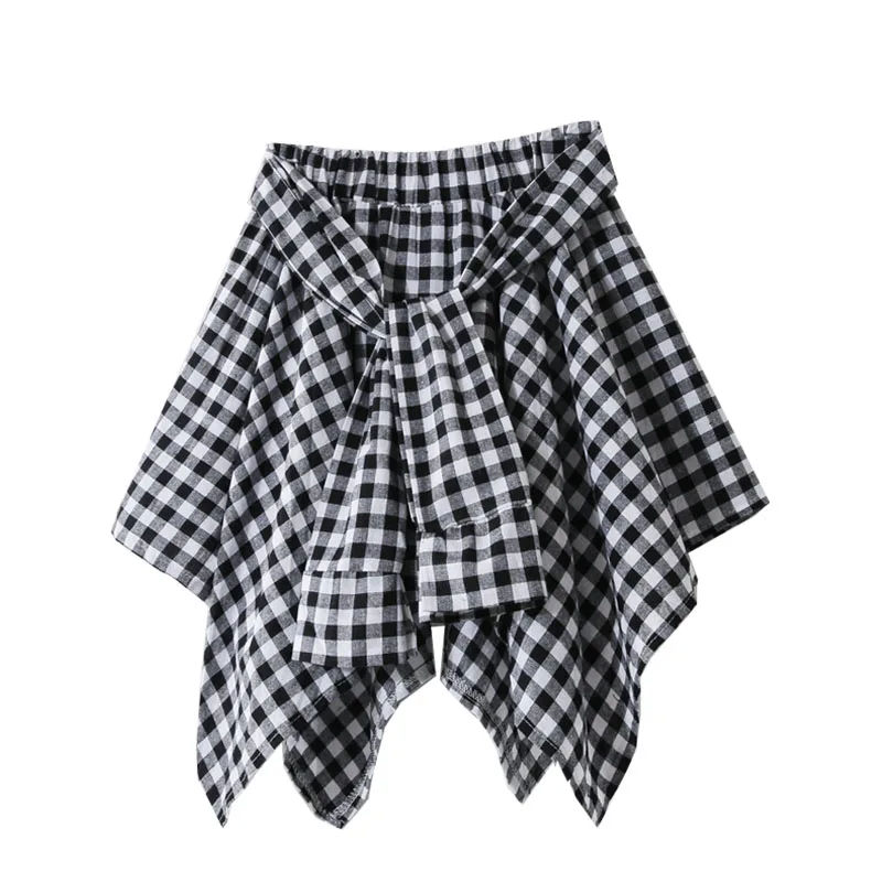 

fashion plaid skirts 2020 summer new high waist irregular A-line lady elegant skirts top quality