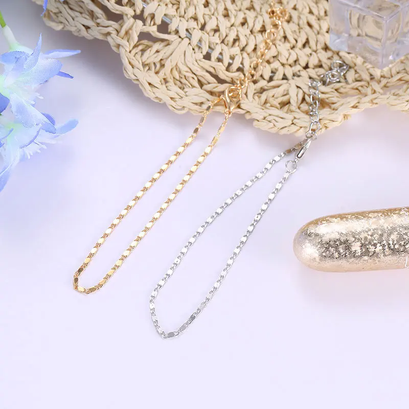 Летние пляжные золотые очаровательные женские браслеты для щиколотки