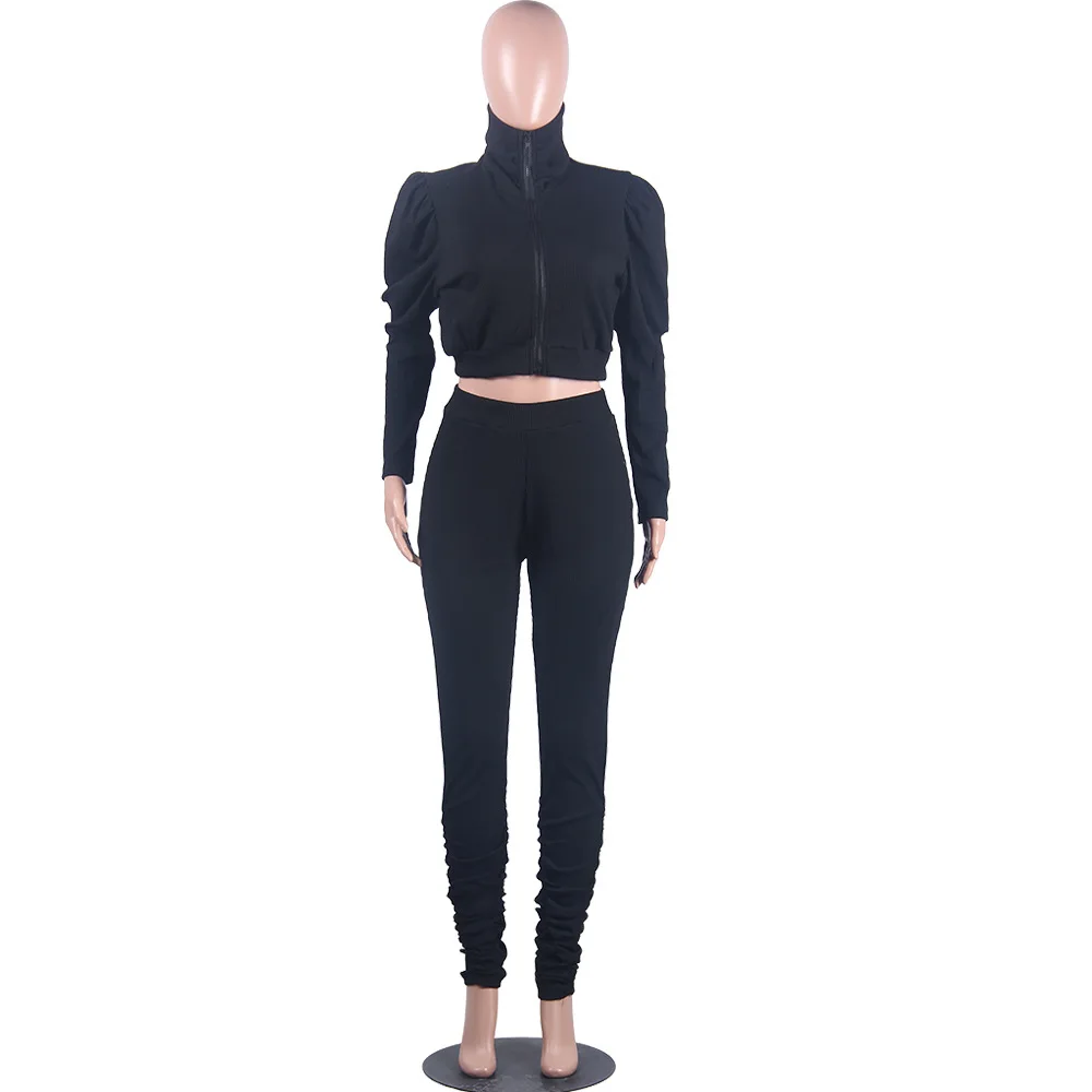 

Fashion Hooded Two Piece Set Jogging Femme Zipper Top + Pants Suit Casual Tracksuit Women Outfits Solid