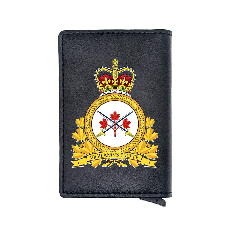 

Brown Canadian Army Card Holder Wallet Charm Men Women RFID Aluminium PU Leather Purse Money Bag