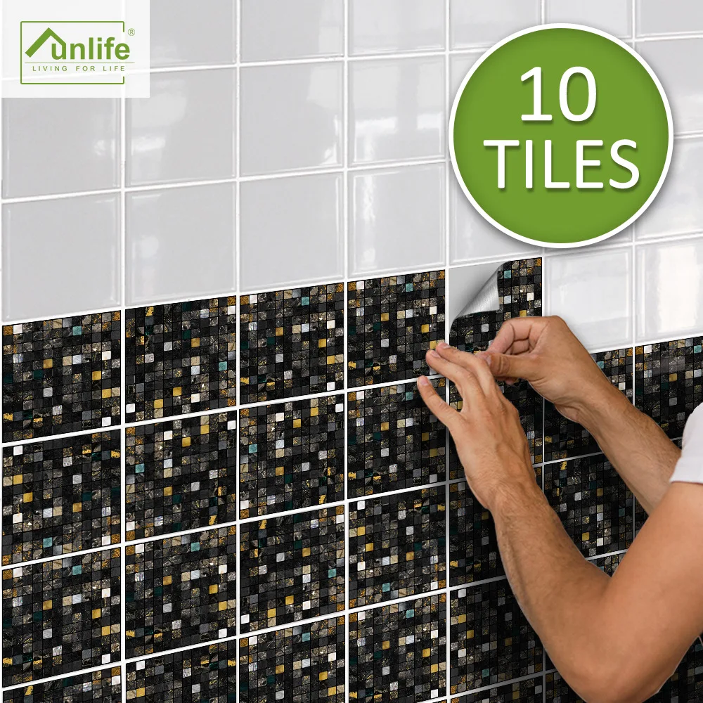

10pcs/Set Urban Mosaic Brick Stickers Waterproof Kitchen Bathroom DIY Adhesive Wallpaper Art home Wall Decals