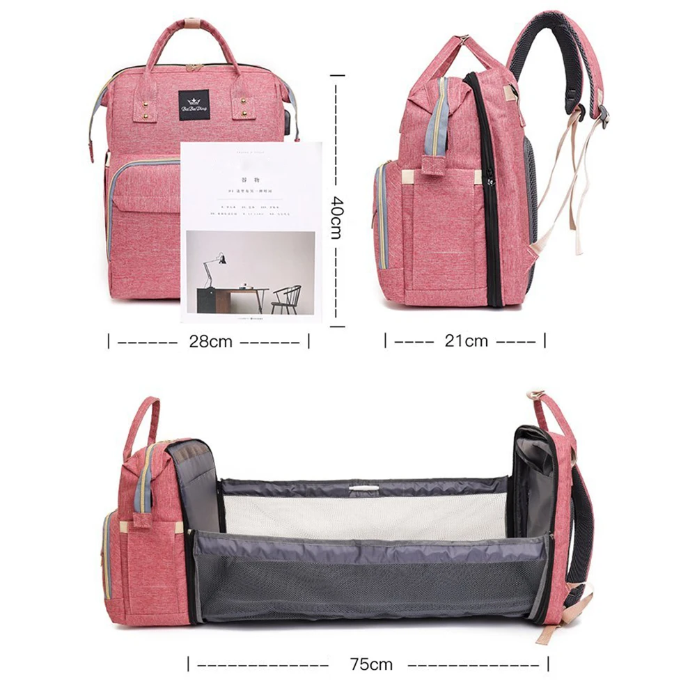 

Fashion Women Oxford Cloth Shoulder Diaper Mummy Bag Casual Large Capacity Bed Backpack Zipper Pack Outdoor Casual Mochi Bagpack
