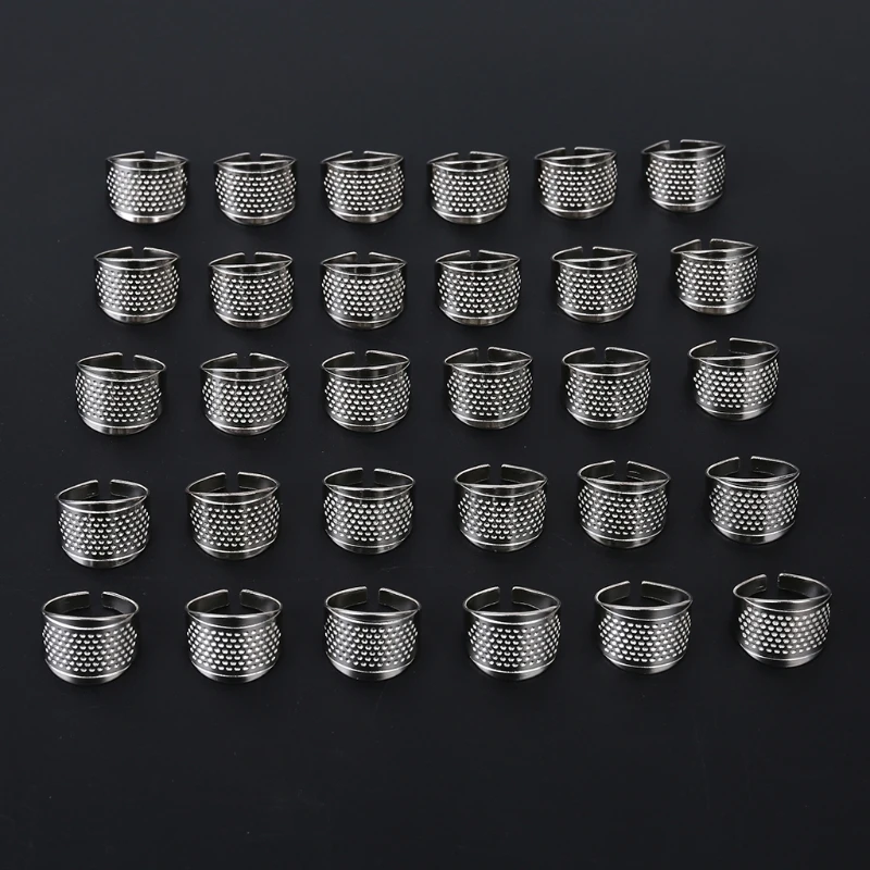 

30pcs Sewing Thimbles Finger Protector Adjustable Size Ring Shield Vintage Hand Quilting DIY Craft Accessories