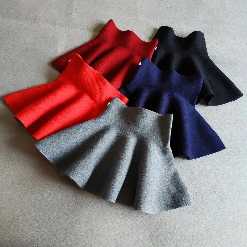 

Winter Baby Girls Tutu Skirt Kids Fashion Mini Pleated Knitted Skirts Toddler Clothes Autumn 1-12years