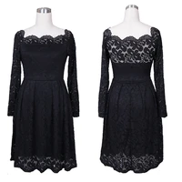 autumn 2021 european and american womens high end street hipster lace print womens princess dress with a one line collar