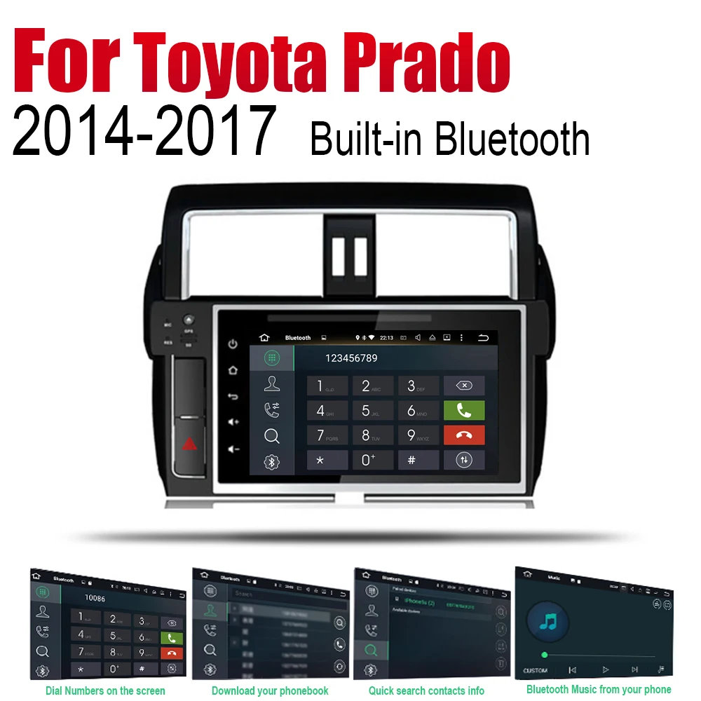 Автомагнитола на Android с GPS-навигацией стерео для Toyota Land Cruiser Prado 2014 2015 2016 2017 Bluetooth wifi