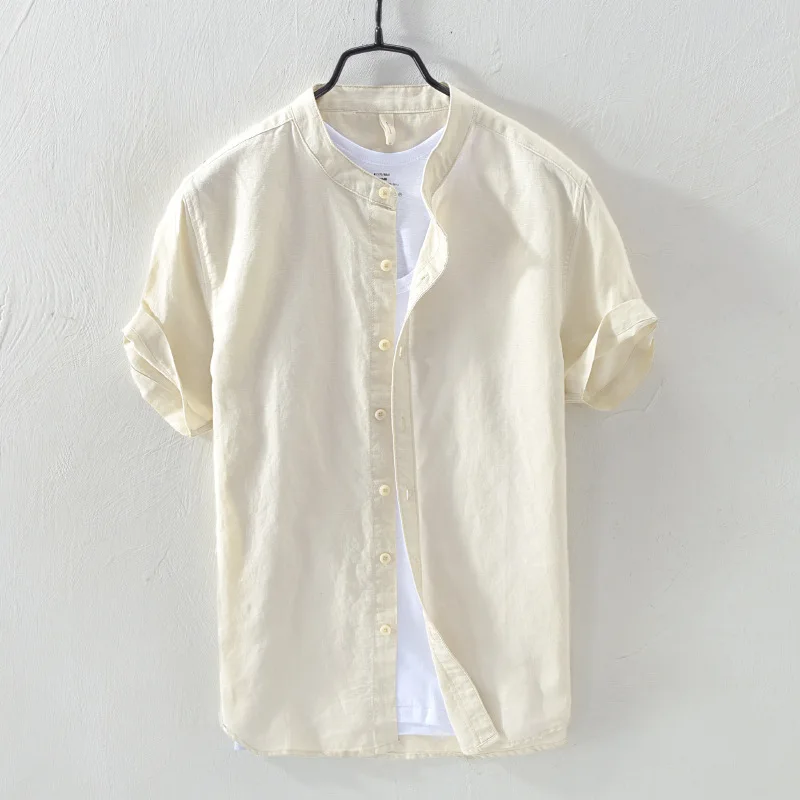 Helisopus летняя Новая Винтажная Мужская брендовая рубашка из хлопка и льна
