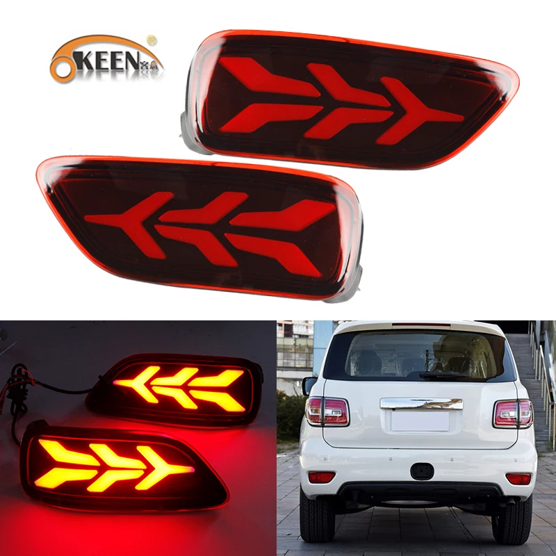 

2Pcs For Nissan Patrol Y62 2012 2013 2014 2015 2016 2017 2018 2019 LED Rear Tail Reflector Bumper Light Brake Turn Signal Lamp