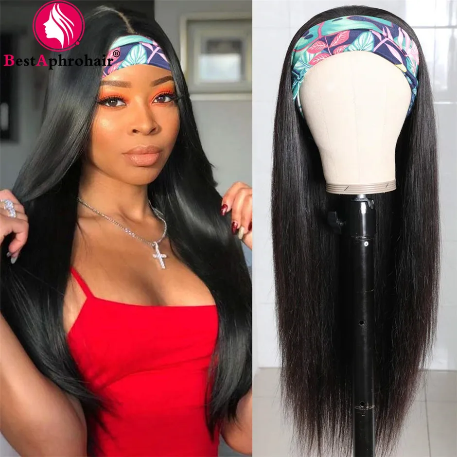 Headband Wig Straight Human Hair Wigs for Black Women Human Hair Perruque Cheveux Humain Full Machine Made Wig 18-26 Inch