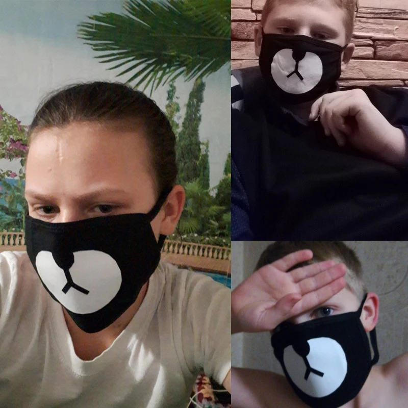 Симпатичная аниме маска для рта унисекс с мультяшным медведем кавайная